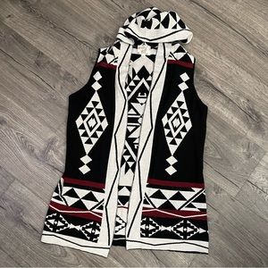 HIPPIE ROSE Hooded Sleeveless Open Cardigan Size XSmall